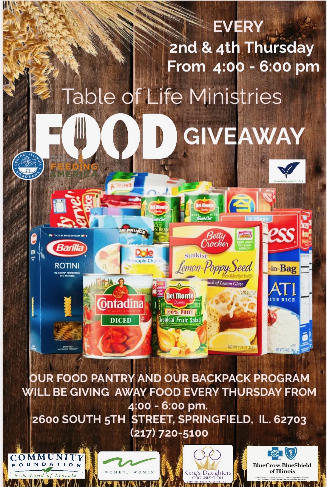 Food Giveaway Flyer 2nd & 4th Thursday of the Month 4-6pm
